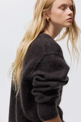 Gilet en mohair mélangé - Marron foncé — photo 3