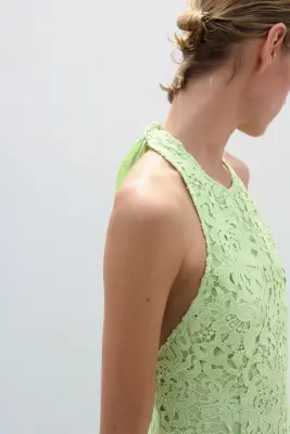 Robe dos nu en dentelle - Vert clair — photo 4
