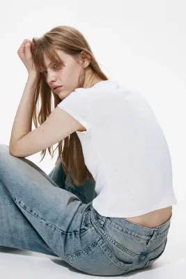 T-shirt en lin mélangé avec motif imprimé - Blanc/Fonda Cadaqués — photo 2