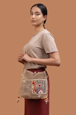 Sac à bandoulière en filet de chanvre — photo 1