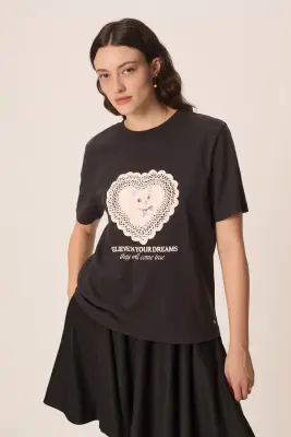 Tee Shirt Jerem Coeur Anthracite — photo 1