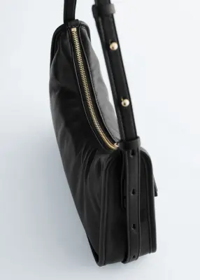 Sac porté épaule en cuir - Noir — photo 1