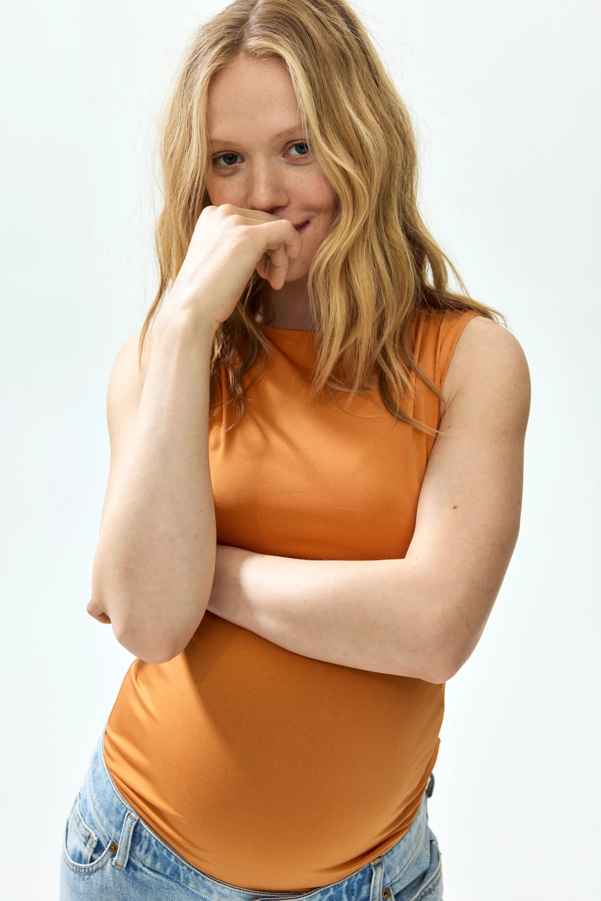 MAMA Top sans manches à encolure bateau - Orange