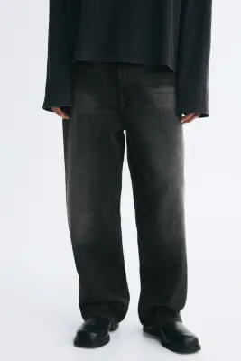 Baggy Jeans - Gris denim foncé délavé — photo 2