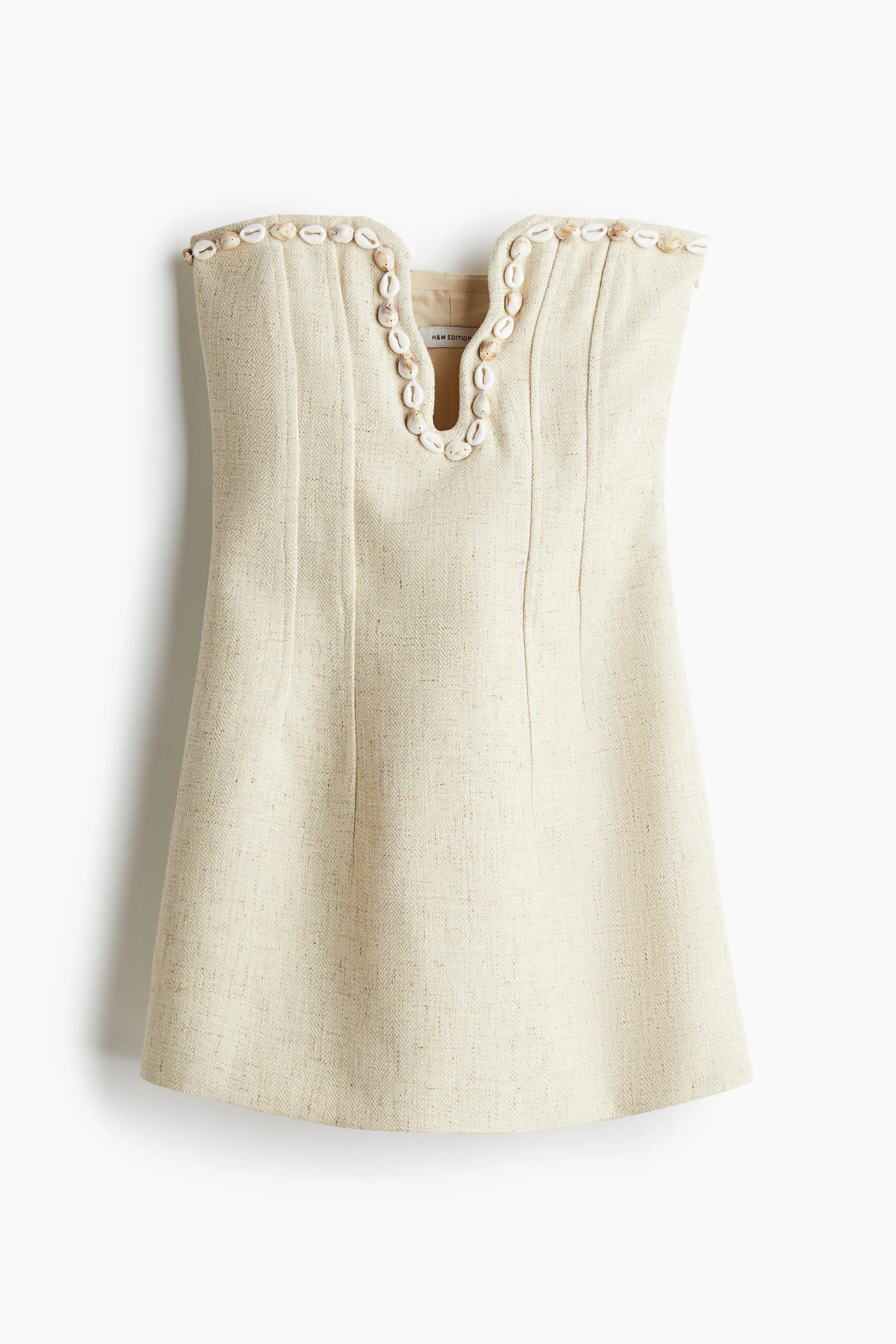 Robe plongeante avec décor façon coquillages - Beige clair