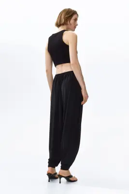 Pantalon barrel en jersey - Noir — photo 4