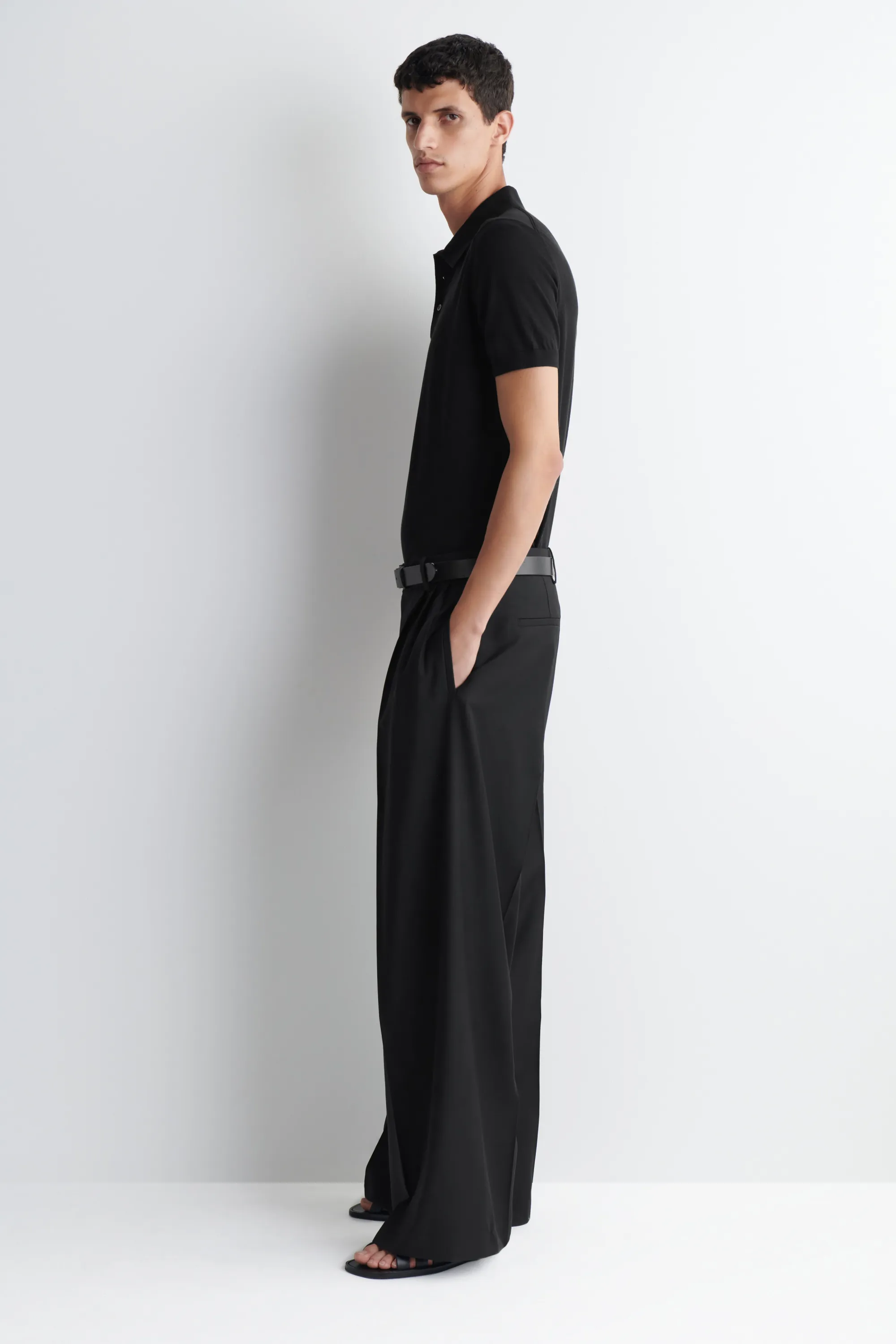 POLO SLIM EN MAILLE DE SOIE - NOIR