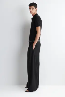 POLO SLIM EN MAILLE DE SOIE - NOIR — photo 1