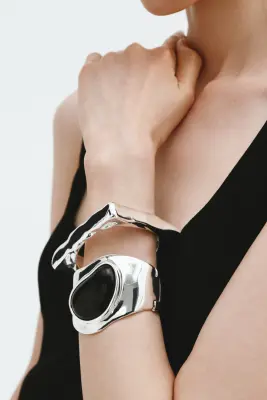 Lot de 2 bracelets jonc à charnière - Argenté — photo 1