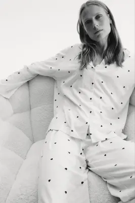 MAMA Pyjama en coton - Crème/cœurs — photo 1