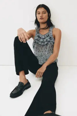 Pantalon chic avec jambes évasées - Noir — photo 1
