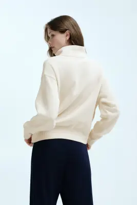 Sweat à col zippé - Beige clair — photo 2