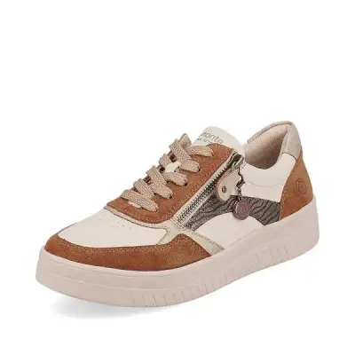 Baskets Remonte D0J01-24 Beige Cognac - Lacets Zip Grande Pointure Femme — photo 1