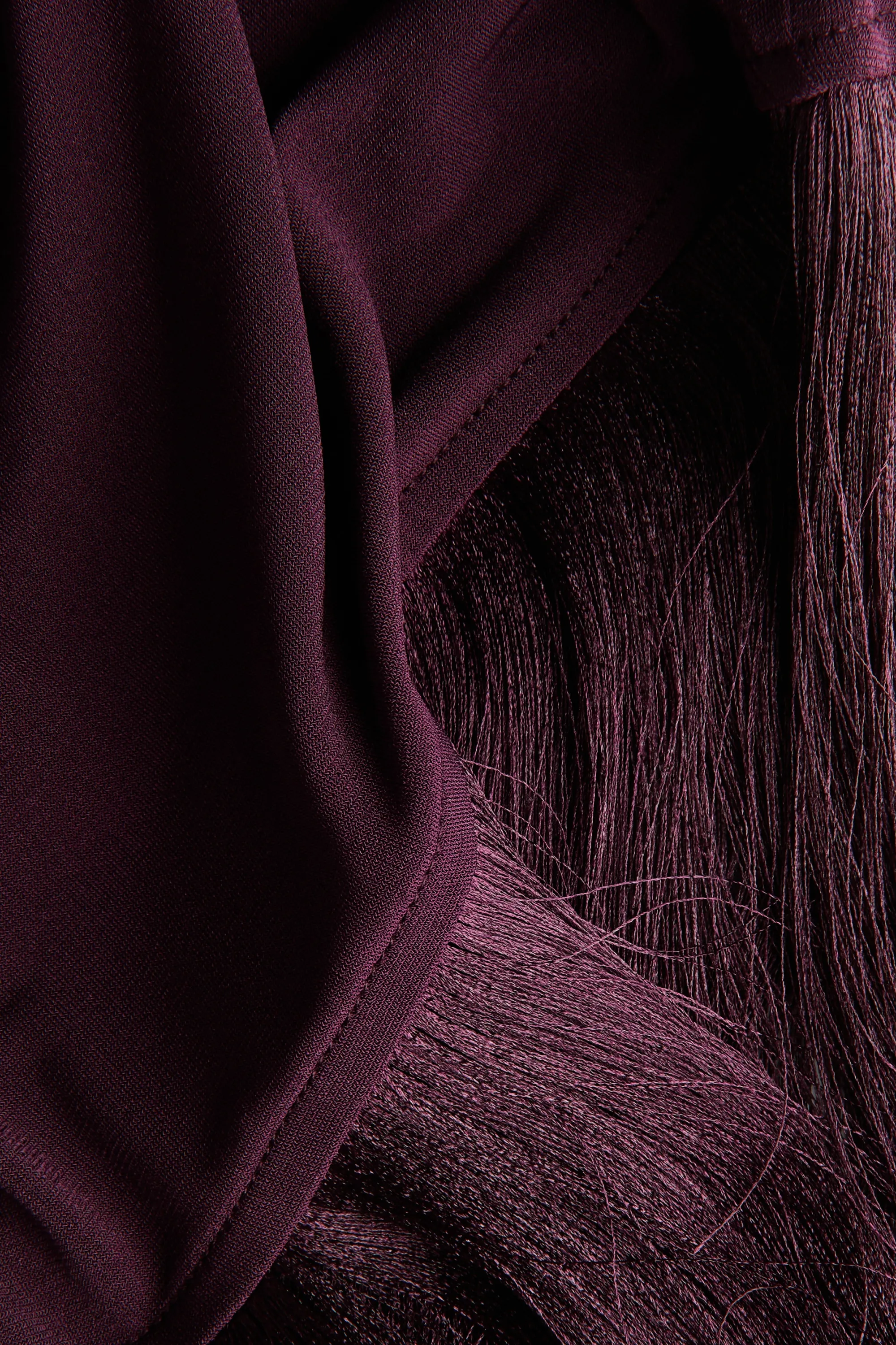 MAMA Pantalon frangé en jersey - Violet prune foncé