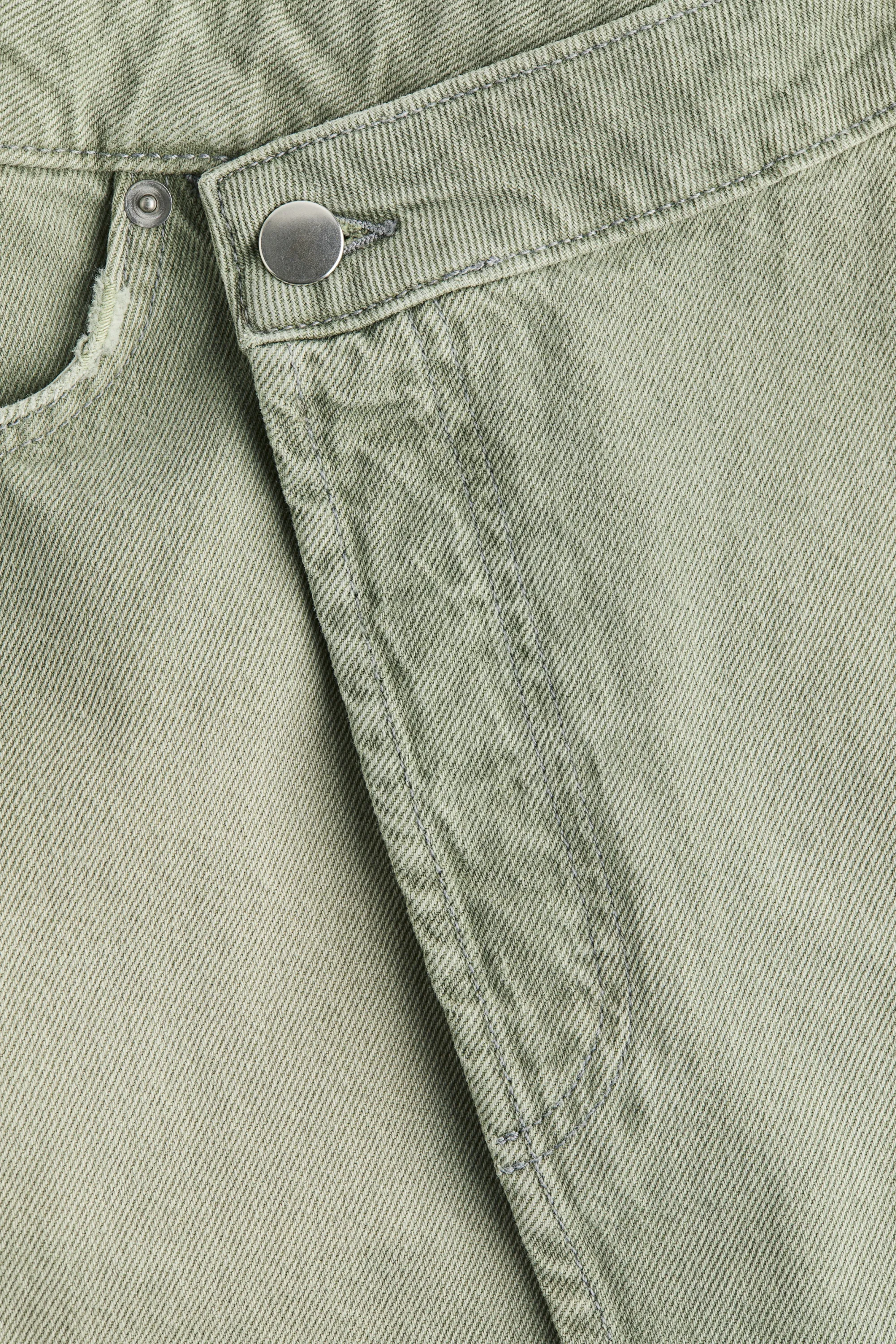 Jupe portefeuille en denim - Vert grisé