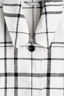 VESTE EN LIN À CARREAUX - BLANC / NOIR / CARREAUX — photo 5