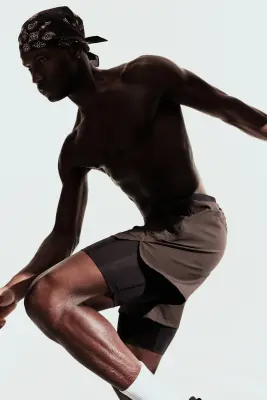 Short de sport superposé DryMove™ - Marron — photo 4