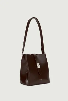 SAC BELLO MINI MARRON CHAUD FERMOIR ARGENTÉ — photo 3