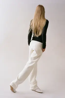 Pantalon jogger de sport Loose Fit à jambes larges - Ivoire — photo 3