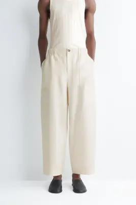 PANTALON BARREL DÉCONTRACTÉ EN LIN - ÉCRU — photo 2