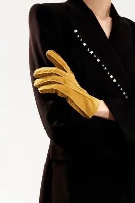 Gants en cuir velours - Jaune — photo 1