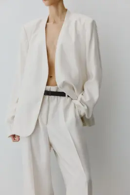 Pantalon chic avec ceinture - Crème — photo 1