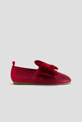 Ballerines avec nœud - Rouge — photo 1
