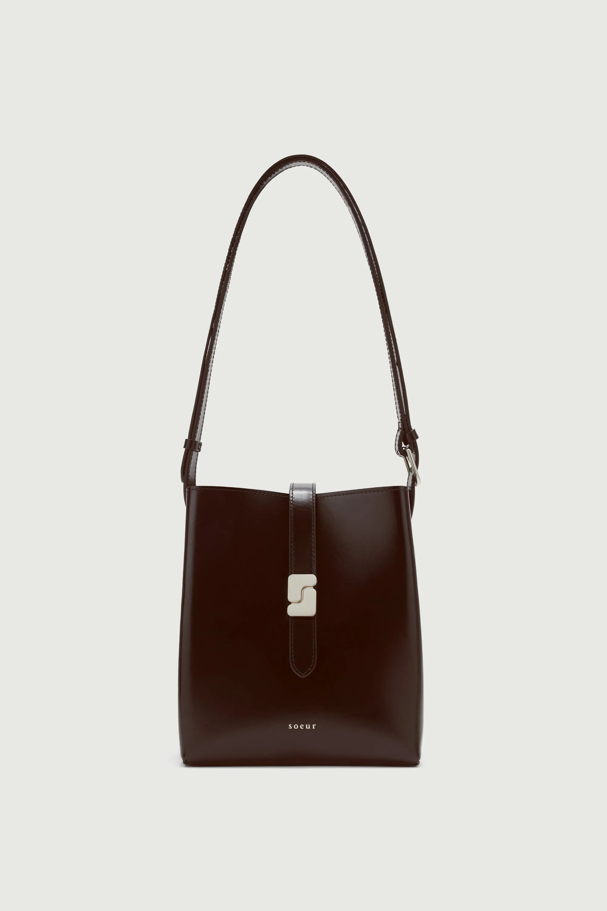 SAC BELLO MINI MARRON CHAUD FERMOIR ARGENTÉ