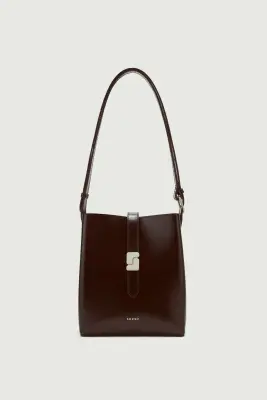 SAC BELLO MINI MARRON CHAUD FERMOIR ARGENTÉ — photo 1