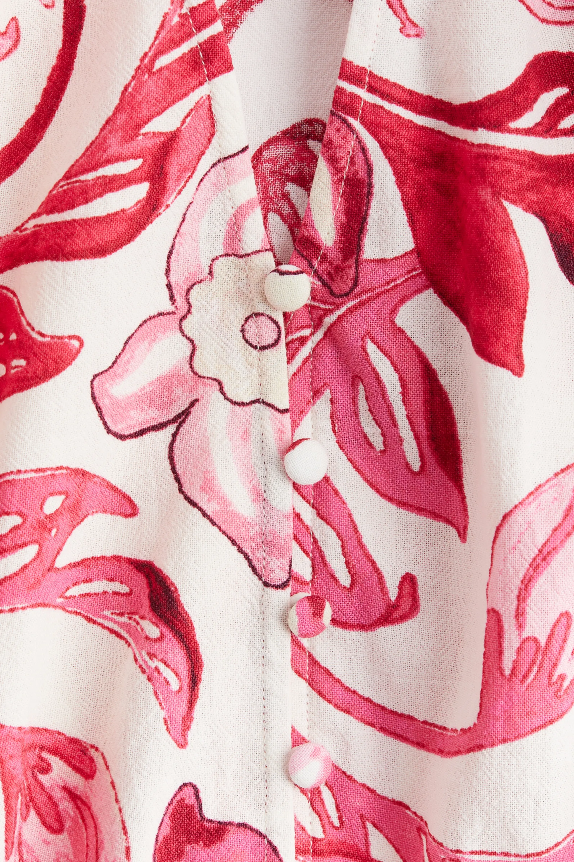 Robe en coton avec ceinture à nouer - Blanc/rose/fleuri