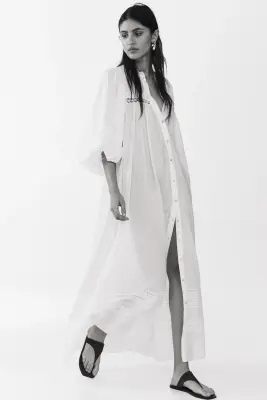 Robe tunique oversize avec ceinture à nouer - Blanc — photo 4