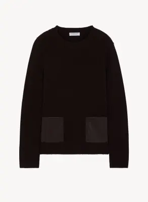 Pull en cuir et laine mérinos — photo 4