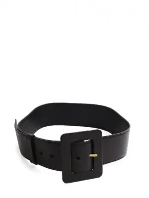 Ceinture large en cuir noir grosse boucle carrée siglée YSL Prix boutique 500€ Taille 75 — photo 1