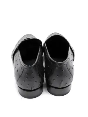 Mocassins bout amande en cuir noir effet autruche Prix boutique 315€ Taille 36 — photo 3