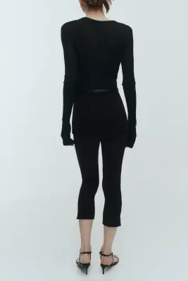 Pantalon Capri avec plis - Noir — photo 2