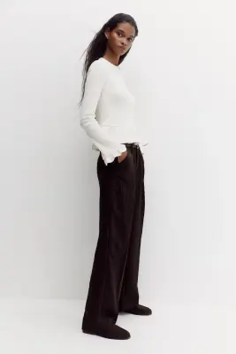 Pantalon chic à effet froissé - Marron foncé — photo 1