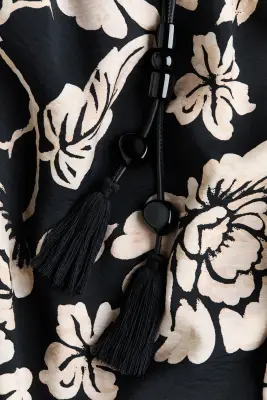 Robe midi à boutons - Noir/fleuri — photo 5