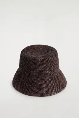 CHAPEAU SEAU EN RAPHIA - BRUN — photo 2