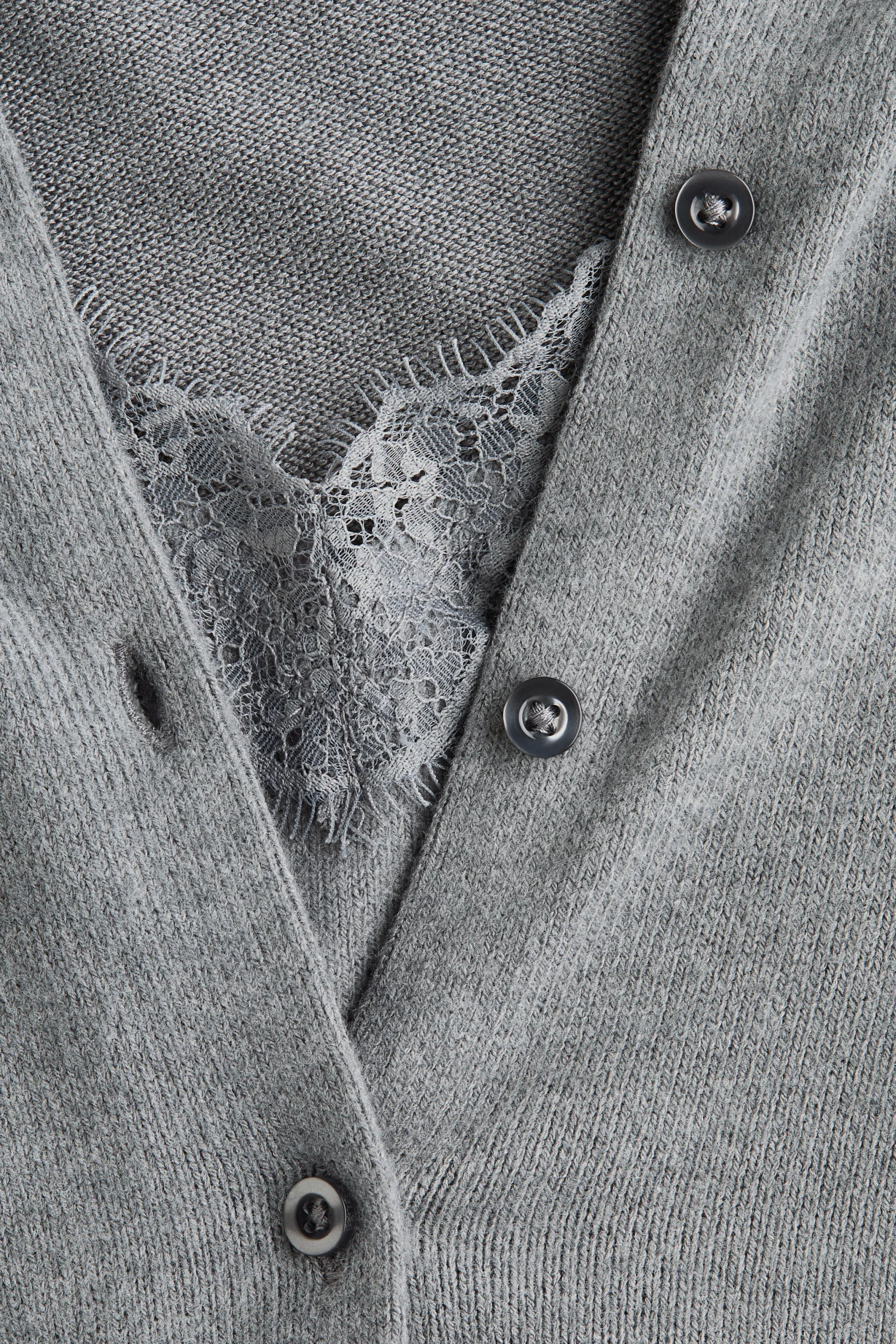 Gilet à effet superposé avec dentelle - Gris chiné