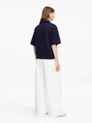 Sweat polo en tissu éponge - Bleu marine — photo 2
