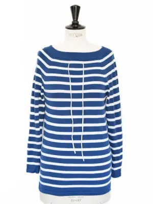 Pull marinière col bateau en coton bleu et blanc Prix boutique 135€ Taille 36 — photo 1