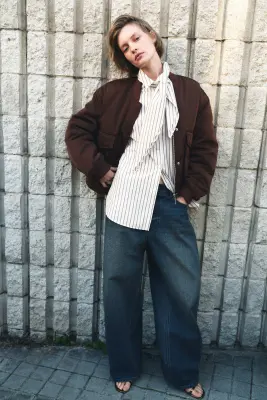 Chemise avec foulard - Blanc/rayé — photo 1