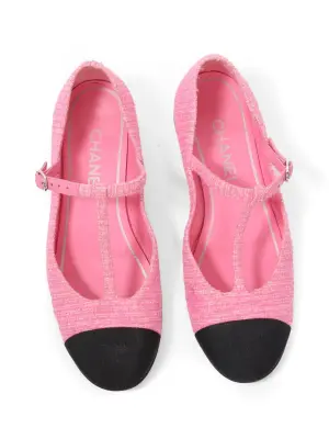 Ballerines plates en tweed rose et bouts noirs CROISIERE 2023 Prix boutique 1100€ Taille 38 — photo 2