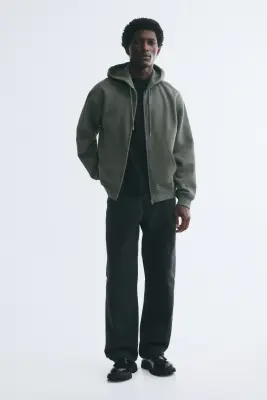 Veste à capuche zippée Loose Fit - Vert kaki foncé — photo 2