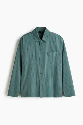 Chemise et pantalon de pyjama en popeline - Turquoise ancien/rayé — photo 5