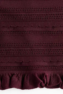 Top bandeau en maille pointelle - Bordeaux — photo 4