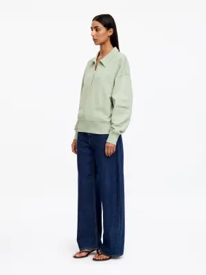 Sweat polo demi-zippé - Vert clair — photo 1