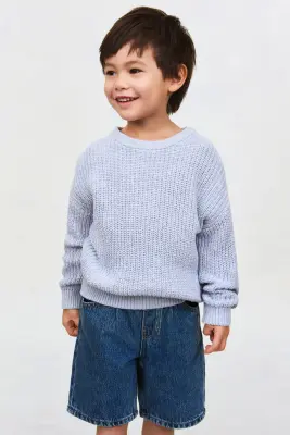 Short de longueur genou en denim - Bleu denim — photo 1