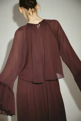 Robe oversize à effet superposé - Marron foncé — photo 2