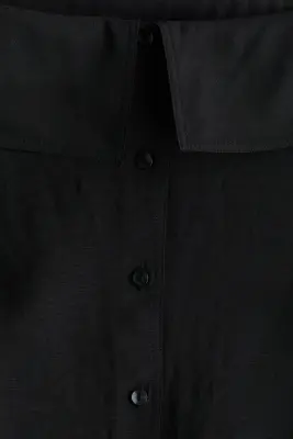 Chemise épaules nues en lin mélangé - Noir — photo 4